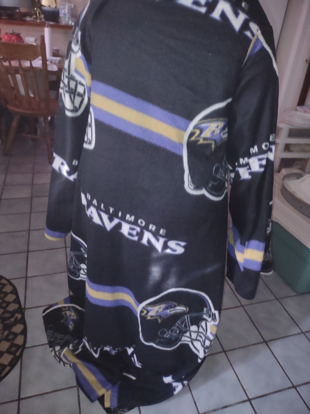 Baltimore Ravens Fleece Throw With Sleeves Blanket - Black, Purple, Gold